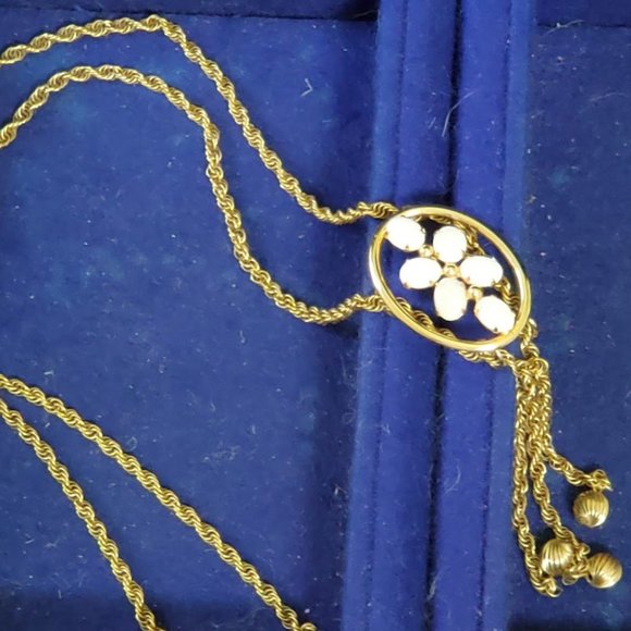 Beautiful  12kt Gold Filled Opal Slide Necklace - Picture 4 of 11